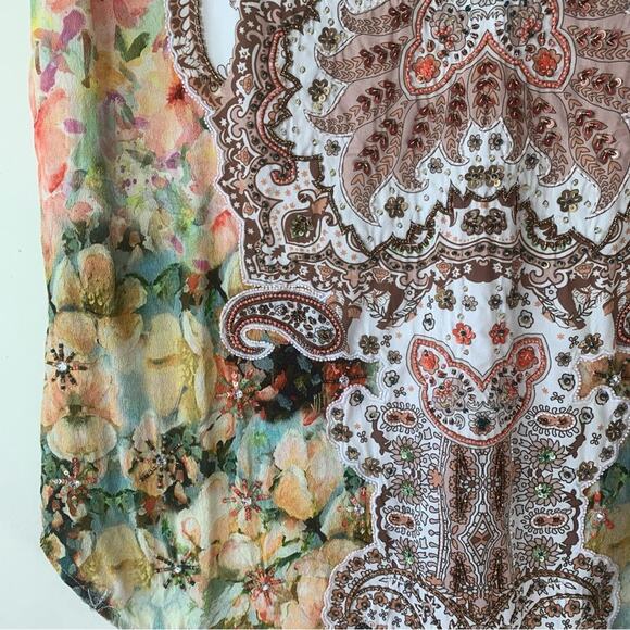 Soft Surroundings Boho Patria Beaded Tunic Yellow Top Sz PL *Missing Beads* - Picture 7 of 8